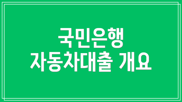 국민은행 자동차대출 개요
