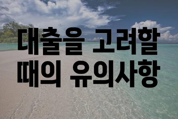 대출을 고려할 때의 유의사항