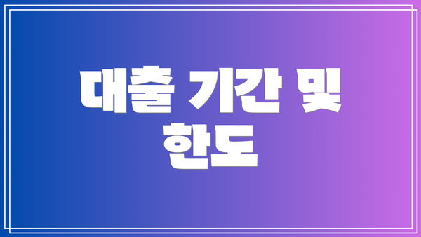 대출 기간 및 한도