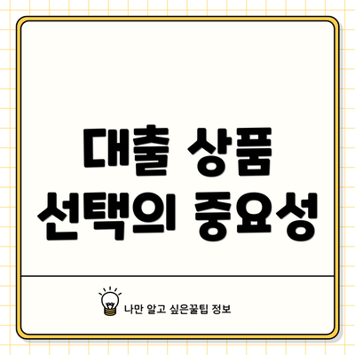 대출 상품 선택의 중요성
