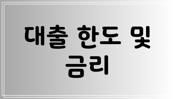 대출 한도 및 금리