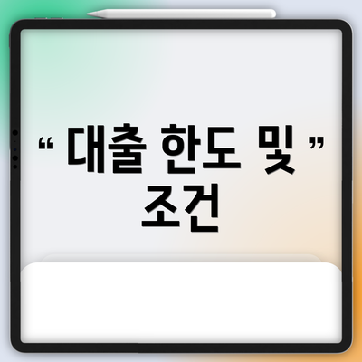 대출 한도 및 조건