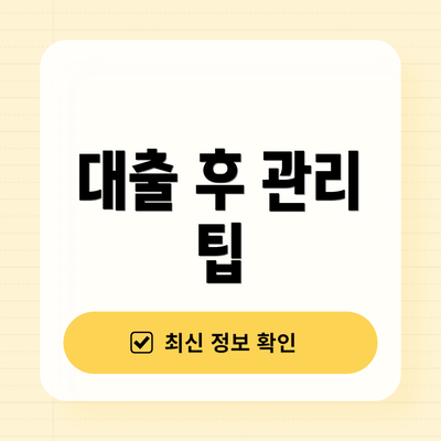 대출 후 관리 팁