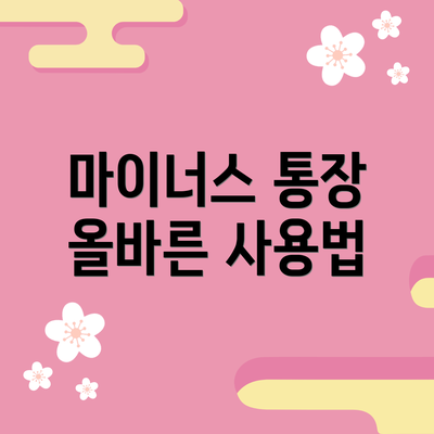 마이너스 통장 올바른 사용법