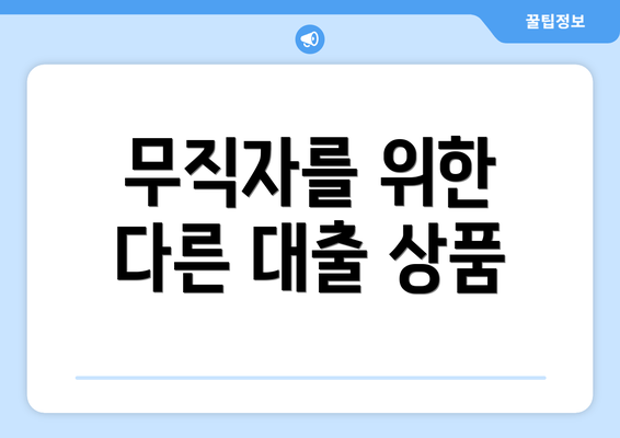 무직자를 위한 다른 대출 상품