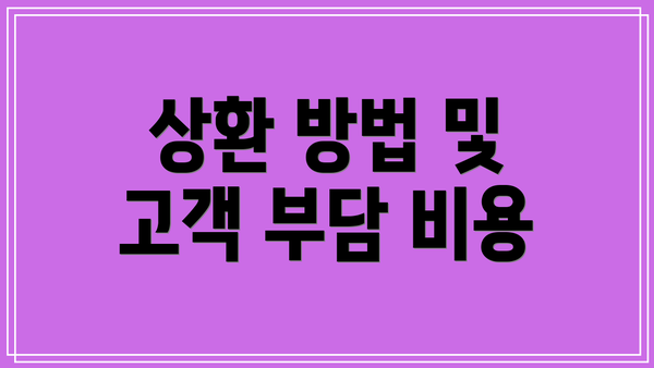 상환 방법 및 고객 부담 비용