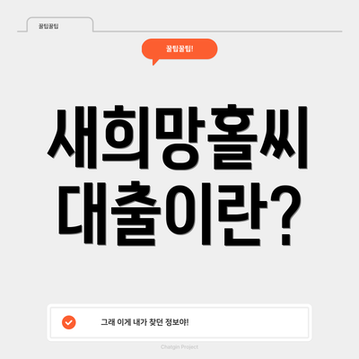 새희망홀씨 대출이란?