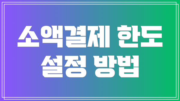 소액결제 한도 설정 방법