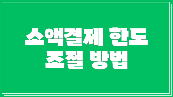 소액결제 한도 조절 방법