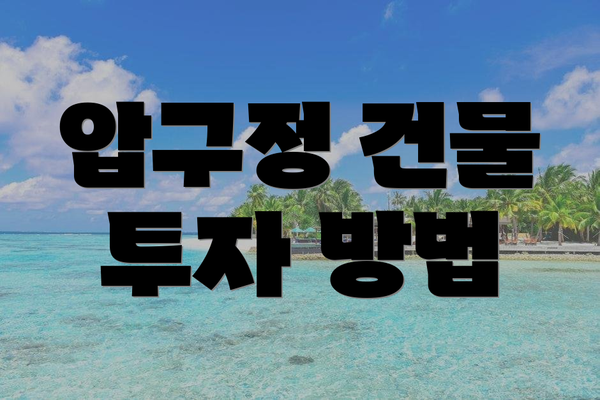 압구정 건물 투자 방법