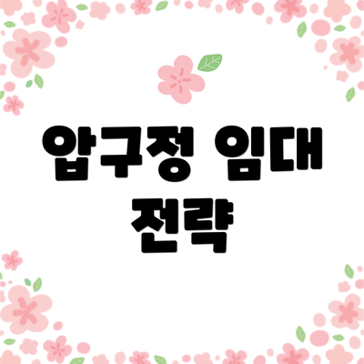 압구정 임대 전략