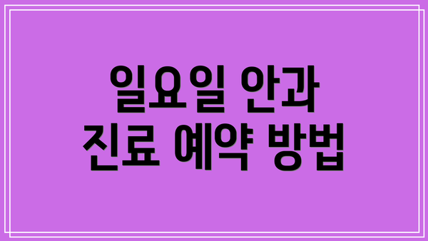 일요일 안과 진료 예약 방법
