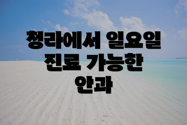 청라에서 일요일 진료 가능한 안과
