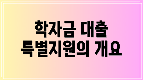 학자금 대출 특별지원의 개요