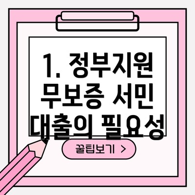 1. 정부지원 무보증 서민 대출의 필요성