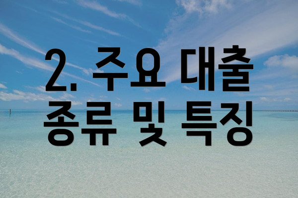 2. 주요 대출 종류 및 특징