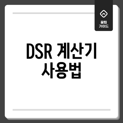 DSR 계산기 사용법