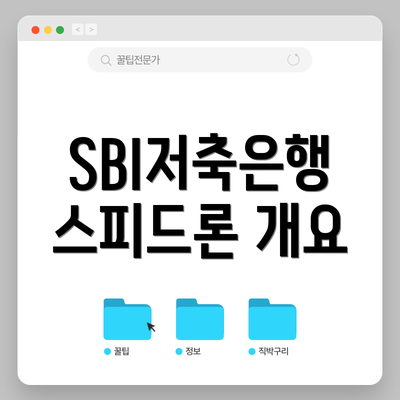 SBI저축은행 스피드론 개요
