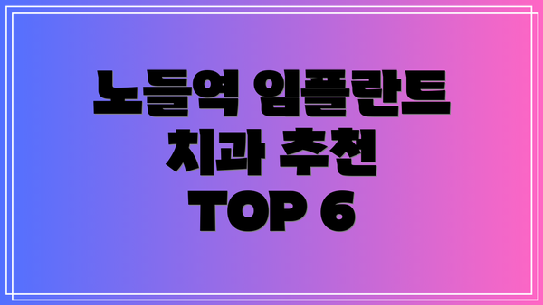노들역 임플란트 치과 추천 TOP 6