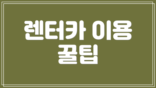 렌터카 이용 꿀팁