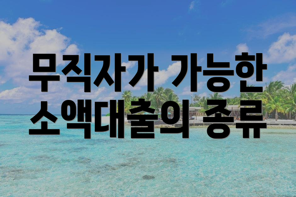 무직자가 가능한 소액대출의 종류