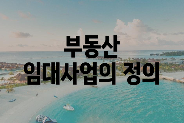 부동산 임대사업의 정의