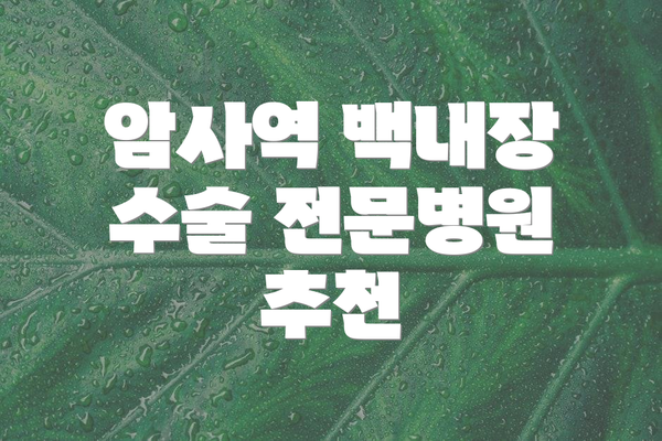 암사역 백내장 수술 전문병원 추천