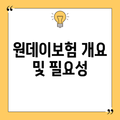 원데이보험 개요 및 필요성