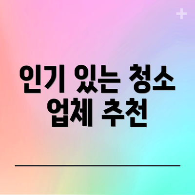 인기 있는 청소 업체 추천