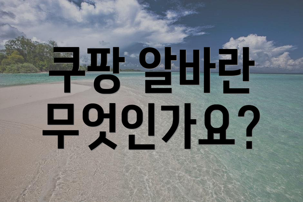 쿠팡 알바란 무엇인가요?