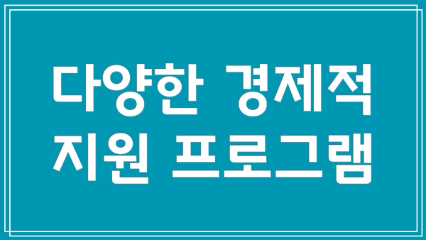 다양한 경제적 지원 프로그램