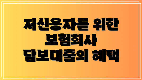 저신용자를 위한 보험회사 담보대출의 혜택