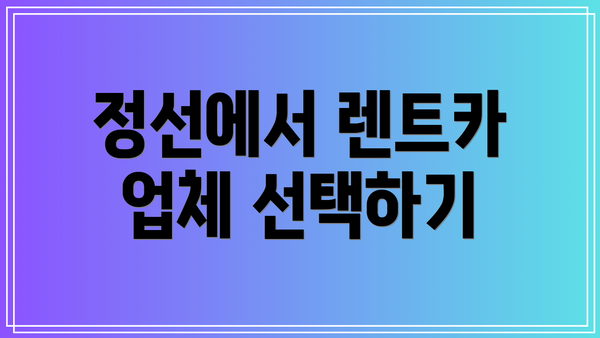 정선에서 렌트카 업체 선택하기