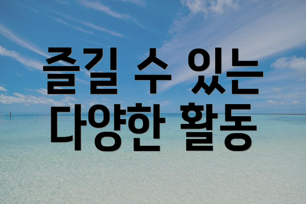 즐길 수 있는 다양한 활동