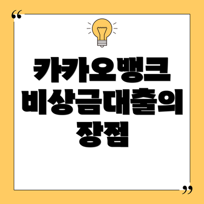 카카오뱅크 비상금대출의 장점