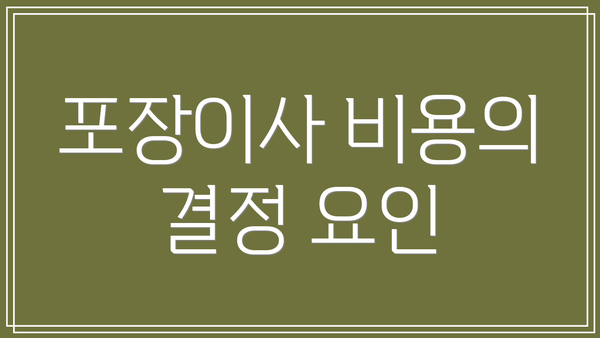 포장이사 비용의 결정 요인