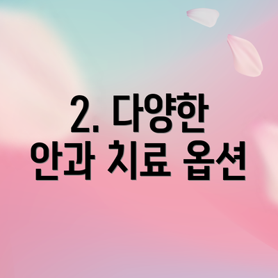 2. 다양한 안과 치료 옵션